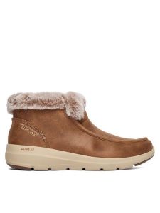 Skechers Botki Glacial Ultra 144221/CSNT Brązowy. Brązowe botki Skechers, bez wzorów, z materiału, bez obcasa, na płaskiej podeszwie, bez zapięcia. Za 399,99 zł.
