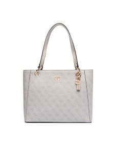 Guess Torebka Noelle II HWBG96 72250 Kremowy. Białe shopper bag Guess, z aplikacjami, ze skóry, bez dodatków. Za 674,99 zł.