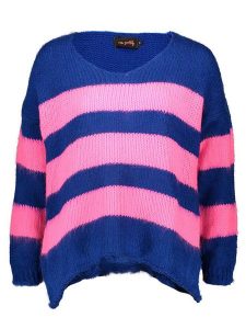 Miss goodlife Sweter w kolorze niebiesko-różowym rozmiar: M. Niebieskie swetry oversize miss goodlife, m, bez wzorów, z wełny, bez ramiączek. Za 127,35 zł.
