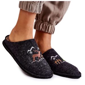 Domowe Papcie Big Star KK276018 Czarno-Beżowe brązowe. Brązowe kapcie bez wzorów, z wełny. Za 219,45 zł.