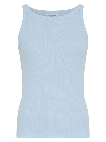 MOSS COPENHAGEN Top w kolorze błękitnym rozmiar: M/L. Niebieskie topy Moss Copenhagen, l, bez wzorów, bez kołnierzyka, bez ramiączek. Za 86,95 zł.
