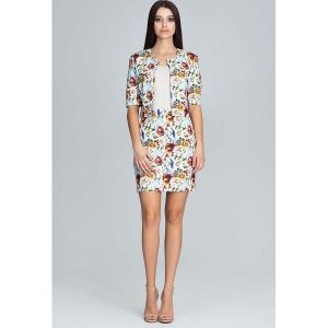 Elegancki Dwuczęściowy Komplet w Kwiaty - Wzór 81. Sukienki Figl, s, bez wzorów, z materiału, eleganckie, bez kołnierzyka, bez ramiączek. Za 319,00 zł.
