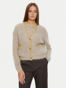 American Vintage Kardigan Bymi BYM19AH24 Beżowy Loose Fit. Brązowe kardigany American Vintage, z wełny. Za 399,99 zł.