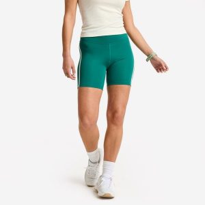Legginsy fitness damskie Domyos krótkie. Zielone legginsy DOMYOS, bez wzorów, z elastanu, sportowe. Za 89,99 zł.