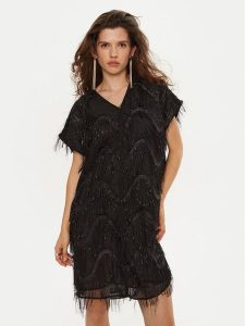 Bruuns Bazaar Sukienka koktajlowa Nellat BBW4197 Czarny Loose Fit. Czarne kombinezony Bruuns Bazaar, bez wzorów, z syntetyku, wizytowe, bez kołnierzyka, bez ramiączek. Za 359,99 zł.