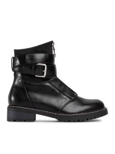 DeeZee Botki WS5169-01 Czarny. Czarne botki DeeZee, bez wzorów, ze skóry, bez obcasa, na płaskiej podeszwie, bez zapięcia. Za 119,99 zł.