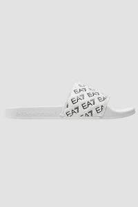 EA7 EMPORIO ARMANI Białe klapki. Białe klapki EA7 Emporio Armani, bez wzorów, bez obcasa. W wyprzedaży za 211,99 zł.