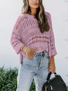 Milan Kiss Sweter w kolorze fioletowym rozmiar: L. Różowe swetry oversize Milan Kiss, l, bez wzorów, z bawełny, bez ramiączek. Za 87,81 zł.