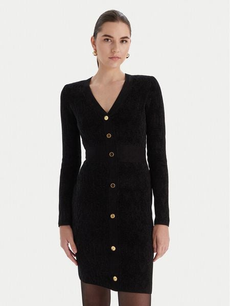 Marciano Guess Sukienka dzianinowa 5BGK04 5661Z Czarny Slim Fit. Czarne sukienki Marciano Guess, z aplikacjami, z dzianiny, bez kołnierzyka, bez ramiączek. Za 513,99 zł.