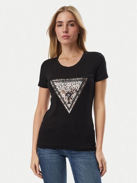 Guess T-Shirt W6BI26 K6047 Czarny Regular Fit. Czarne t-shirty Guess, xl, z aplikacjami, bez kołnierzyka, bez ramiączek. Za 194,99 zł.
