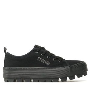 Tenisówki Big Star Shoes. Czarne trampki BIG STAR SHOES, bez wzorów, bez zapięcia. Za 119,99 zł.