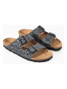 Sunbay Klapki "Treffle" w kolorze antracytowym rozmiar: 36. Czarne klapki Sunbay, bez wzorów, z otwartym noskiem, bez obcasa. Za 127,35 zł.