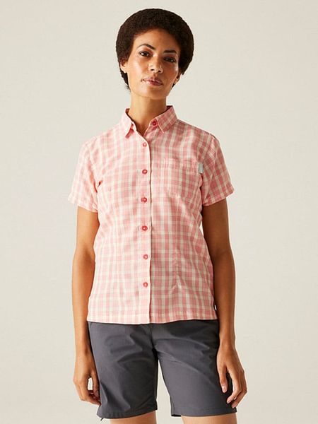 Regatta Koszula funkcyjna "Mindano VIII" w kolorze jasnoróżowym rozmiar: 34. Różowe koszule Regatta, bez wzorów, z materiału, bez kołnierzyka, bez ramiączek. Za 43,57 zł.