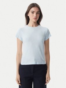 Tommy Hilfiger T-Shirt WW0WW48702 Niebieski jasny Slim Fit. Niebieskie t-shirty TOMMY HILFIGER, l, bez wzorów, z bawełny, bez kołnierzyka, bez ramiączek. Za 249,99 zł.