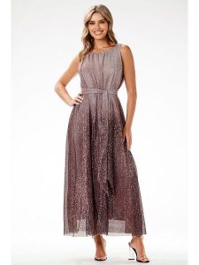 Awama Sukienka w kolorze brązowym rozmiar: XL. Brązowe sukienki Awama, xl, bez wzorów, z tkaniny, bez kołnierzyka, bez ramiączek, maxi. Za 326,32 zł.