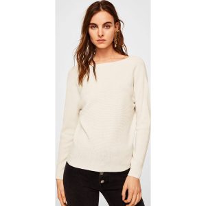 Mango - Sweter Nudoso. Szare swetry oversize marki Mango, z dzianiny, z dekoltem w łódkę. W wyprzedaży za 45,90 zł.