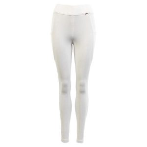Legginsy jeździeckie o średniej przyczepności Premiere Bouvardia. Białe legginsy PREMIERE, bez wzorów, z materiału, z podwyższonym stanem, długie. Za 198,00 zł.
