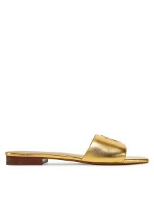 LAUREN RALPH LAUREN Klapki 802970531002 Złoty. Żółte klapki Lauren Ralph Lauren, bez wzorów, ze skóry, bez obcasa. Za 389,99 zł.