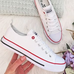 Białe trampki damskie American Dsln Lh14. Białe trampki American CLUB, bez wzorów, z tkaniny, bez zapięcia. Za 99,00 zł.