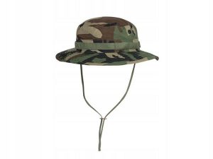 Kapelusz boonie z odpinaną osłoną karku US Woodland rozm L. Zielone kapelusze HELIKON-TEX, bez wzorów, z bawełny, militarne. Za 47,99 zł.