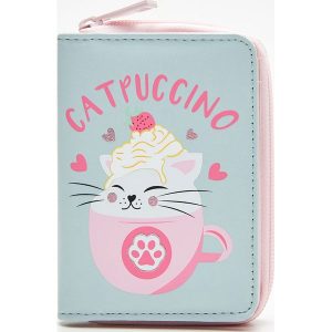Portfel z nadrukiem Catpuccino - Niebieski. Portfele marki Cropp. W wyprzedaży za 14,99 zł.