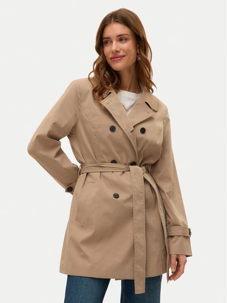 Vero Moda Trencz Chelsea 10329343 Beżowy Regular Fit. Brązowe płaszcze Vero Moda, l, bez wzorów, z syntetyku, bez kaptura. Za 229,99 zł.