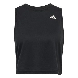 Damski tank top adidas Workout Essentials Boxy. Czarne topy ADIDAS, l, bez wzorów, z materiału, bez kołnierzyka, bez ramiączek. Za 125,50 zł.