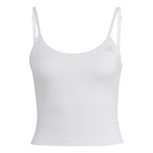 Damski tank top adidas All Me Essentials. Białe topy ADIDAS, xs, bez wzorów, ze skóry, klasyczne, bez kołnierzyka, bez ramiączek. Za 165,00 zł.