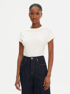 Tommy Hilfiger T-Shirt WW0WW45731 Écru Slim Fit. T-shirty TOMMY HILFIGER, xl, bez wzorów, z wiskozy, bez kołnierzyka, bez ramiączek. Za 159,99 zł.