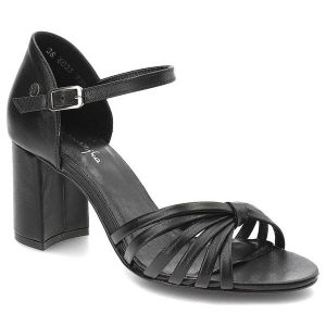 Czarne Sandały Maciejka Eleganckie Skórzane Buty. Czarne sandały Maciejka, z aplikacjami, ze skóry, bez obcasa, na obcasie, bez zapięcia. Za 379,00 zł.