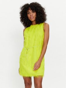 TWINSET Sukienka koktajlowa 241TP2431 Żółty Regular Fit. Żółte sukienki Twinset, bez wzorów, z syntetyku, wizytowe, bez kołnierzyka, bez ramiączek. Za 609,99 zł.