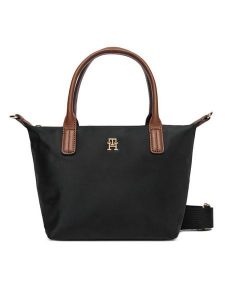 Tommy Hilfiger Torebka Popette Mini Tote AW0AW17709 Czarny. Czarne torebki klasyczne TOMMY HILFIGER, bez wzorów, z materiału, bez dodatków. Za 389,99 zł.