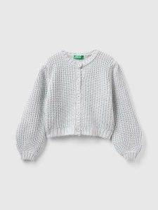 Benetton Kardigan w kolorze jasnoszarym rozmiar: 90. Szare kardigany Benetton, ze splotem. Za 61,46 zł.