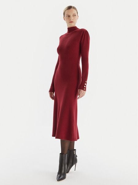 Artigli Sukienka dzianinowa ACAB003090 Bordowy Regular Fit. Czerwone kombinezony Artigli, l, bez wzorów, z dzianiny, bez kołnierzyka, bez ramiączek. Za 189,99 zł.