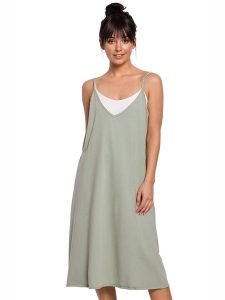Be Wear Sukienka w kolorze jasnozielonym rozmiar: M. Zielone sukienki Be Wear, na co dzień, m, bez wzorów, bez kołnierzyka, bez ramiączek, midi, proste. Za 186,45 zł.