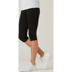 Legginsy krótkie fitness damskie Domyos 500 slim. Czarne legginsy DOMYOS, bez wzorów, z bawełny, długie. Za 39,99 zł.
