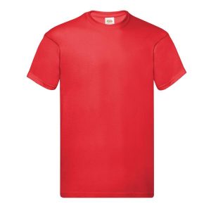 Oryginalna Bawełniana Koszulka Unisex Dla Dorosłych. Czerwone bluzki FRUIT OF THE LOOM, s, bez wzorów, z bawełny, sportowe, bez kołnierzyka, bez ramiączek. Za 32,99 zł.