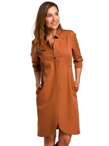 Stylove Sukienka w kolorze pomarańczowym rozmiar: L. Pomarańczowe sukienki Stylove, na co dzień, l, bez wzorów, bez kołnierzyka, bez ramiączek, midi, proste. Za 202,03 zł.