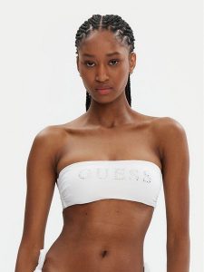 Guess Góra od bikini E5GJ56 LY00K Biały. Białe bikini Guess, z aplikacjami, z syntetyku. Za 149,99 zł.