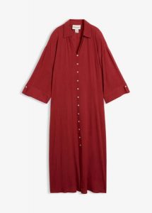 Sukienka kaftanowa. Czerwone sukienki bonprix, bez wzorów, z wiskozy, bez kołnierzyka, bez ramiączek, maxi, oversize. Za 124,99 zł.