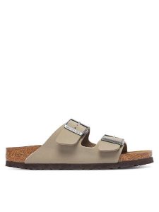 Birkenstock Klapki Arizona Bf 1033132 Khaki. Brązowe klapki Birkenstock, bez wzorów, ze skóry, bez obcasa. Za 399,99 zł.