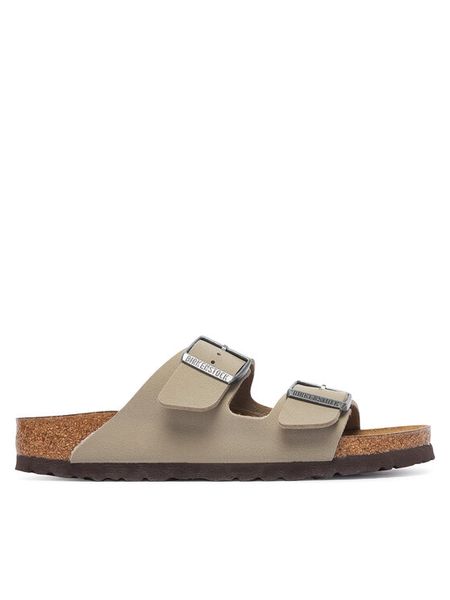 Birkenstock Klapki Arizona Bf 1033132 Khaki. Brązowe klapki Birkenstock, bez wzorów, ze skóry, bez obcasa. Za 399,99 zł.