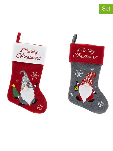 Hollybell Skarpety świąteczne (2 szt.) w kolorze szaro-czerwonym rozmiar: onesize. Czerwone skarpetki Hollybell, bez wzorów, z materiału. Za 36,86 zł.