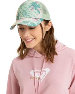 Czapka Trucker dla Kobiety INTO THE SUN Zielony. Zielone czapki Roxy, bez wzorów, z materiału. Za 129,99 zł.