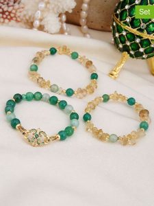 L'Atelier de Gaia Bransoletki (3 szt.) rozmiar: onesize. Zielone bransoletki L'Atelier de Gaia, z agatem, z mosiądzu. Za 55,95 zł.
