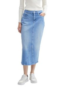 TOM TAILOR Denim Spódnica dżinsowa w kolorze błękitnym rozmiar: XS. Niebieskie spódnice TOM TAILOR DENIM, na co dzień, xs, bez wzorów, z bawełny, midi. Za 79,03 zł.