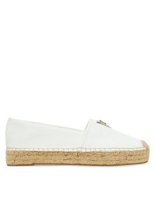 Guess Espadryle FLJLND LEA14 Biały. Białe espadryle Guess, z aplikacjami, ze skóry, bez obcasa. Za 279,99 zł.