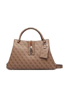 Guess Torebka Yvonne Logo HWSG23 78220 Brązowy jasny. Brązowe kuferki Guess, z aplikacjami, ze skóry, bez dodatków. Za 674,99 zł.