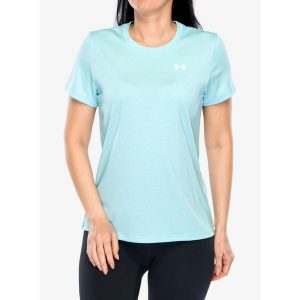 Koszulka treningowa damska Under Armour UA Tech Twist SS. Niebieskie koszulki sportowe Under Armour, bez wzorów, bez ramiączek. Za 95,99 zł.