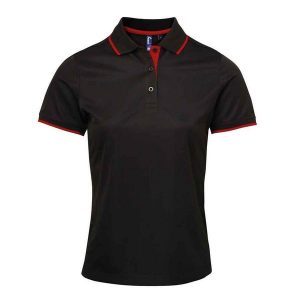 Damska Koszulka Polo Coolchecker W Kontrastowym Kolorze. Brązowe koszulki sportowe PREMIER, bez wzorów, bez ramiączek. Za 96,99 zł.